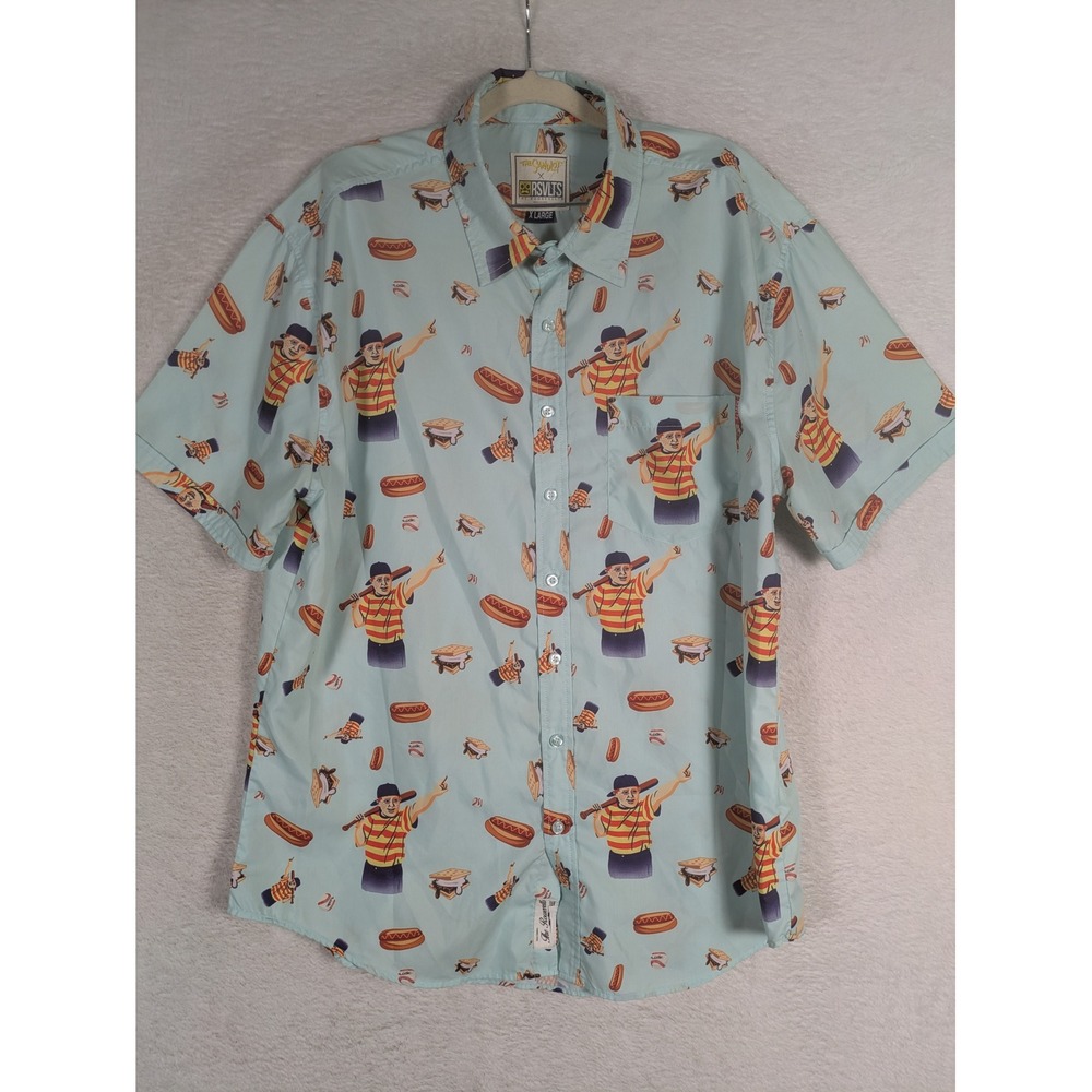 RSVLTS Button Down Shirt Men's XL Blue The Sandlot Ham Porter S'mores Hot Dogs